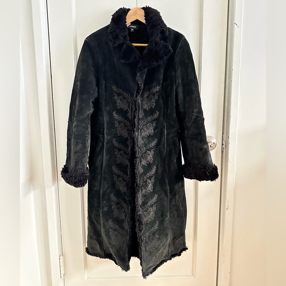 Vintage Express Suede Leather and faux fur trim Penny Lane Coat